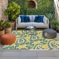 thumbnail image 2 of Yellow Teal Boho Botanical Outdoor Rug for Patio/Deck/Porch, Non-Slip Large Area Rug 3 x 5 Ft, Southwestern Leaves Ethnic Tribal Indoor Outdoor Rugs Washable Area Rugs, Camping Rug Carpet Runner, 2 of 8