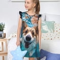 thumbnail image 4 of Balery Sea Swimming Corgi Camisón de princesa para niñas, pijama de algodón con mangas abullonadas, suave y bonito.-X-Large, 4 of 6