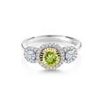thumbnail image 2 of Gem Stone King 925 Silver and 10K Yellow Gold 3-Stone 3 Stone Women's Lab Grown Diamond Ring Peridot Moissanite (0.71 Cttw), 2 of 4