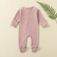 thumbnail image 4 of Lenpel Newborn Footed Jumpsuits Unisex Baby Long Sleeve Crew Neck Zip up Textured Knit Footie Rompers One Piece Outfits(Pink,6-9 Months), 4 of 5