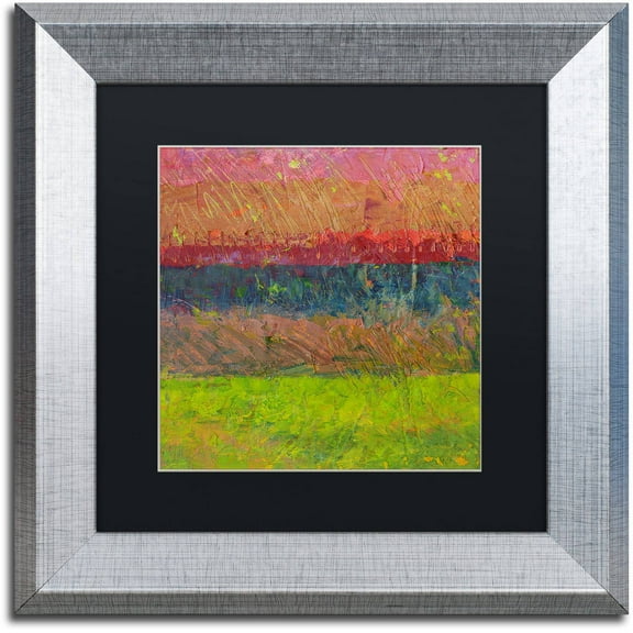Trademark Fine Art "Lake and Hills" Canvas Art by Michelle Calkins, Black Matte, Silver Frame