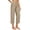 Khaki, variant on Women's Summer Casual Capri Pants High Waisted Elastic Waist Button Detail Loose Fit Wide Leg Pants with Pockets Solid Color Trousers for Daily Wear
