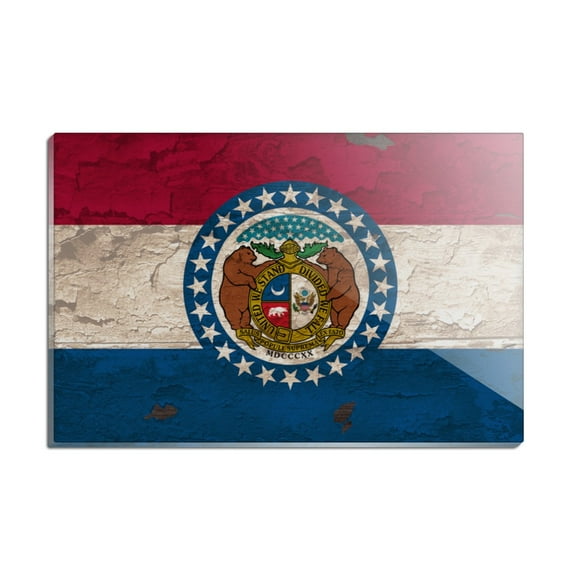 Rustic Missouri State Flag Distressed USA Rectangle Acrylic Fridge Refrigerator Magnet