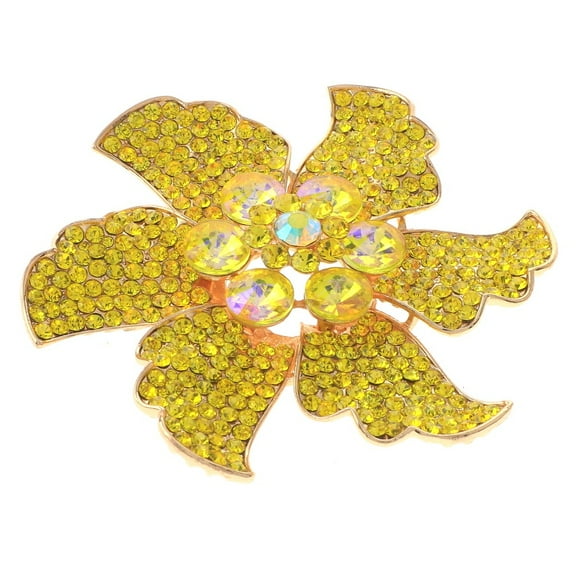 Large Crystal Flower Brooch
