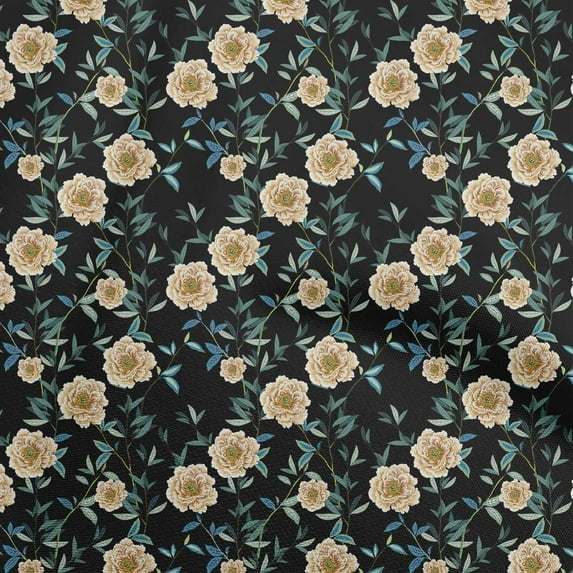 oneOone Cotton Poplin Black Fabric Floral Fabric For Sewing Printed Craft Fabric By The Yard 56 Inch Wide