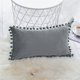 thumbnail image 5 of Dinheiro Fundas de Almohada Decorativas Lumbares, 12 x 20 Pulgadas, Fundas de Cojines sólidos de Terciopelo con partículas Suaves con Pompones para sofá, Dormitorio, Coche, Paquete de 2, 5 of 7
