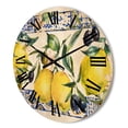 thumbnail image 3 of Designart 'Geometrical Pattern of Lemon Ornament On Blue II' Tropical Wood Wall Clock, 3 of 5