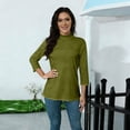 thumbnail image 7 of 3/4 Sleeve Tops for Women Loose Fit Mock Neck Cute Shirts Casual Layering Three Quarter Sleeve Tops Woman Blouse Mint Green XL, 7 of 7