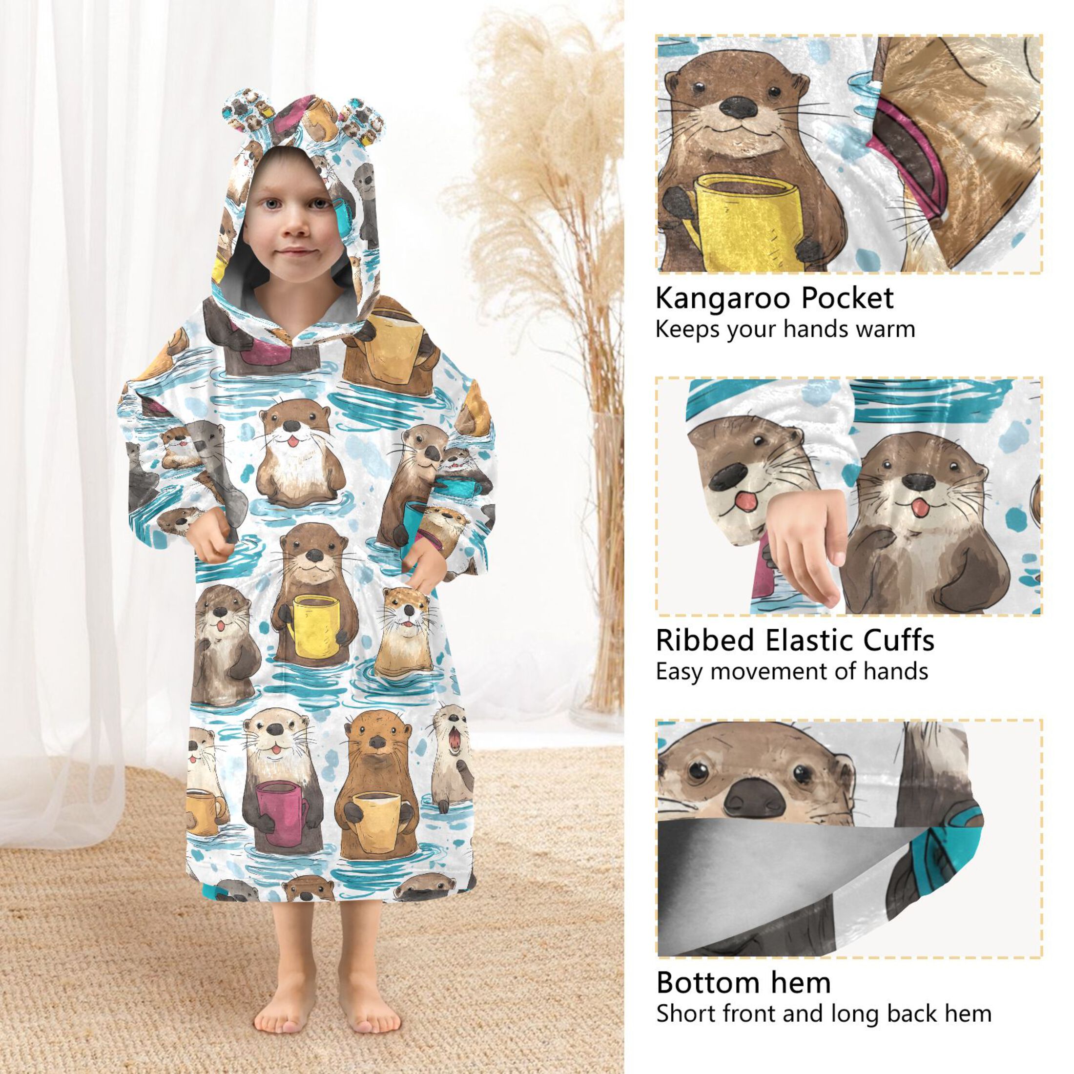 joogoo Blanket Hoodie for Guinea Pig in Water Oversize Sweatshirt 3-14 YR L