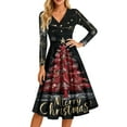 thumbnail image 5 of Ladies' Casual And Fashionable Christmas Tree Print Long Sleeved V-Neck Sexy Pocket Dress, Holiday Print, Retro Style, Party Wear, Comfort, Festive,Black,4XL, 5 of 5