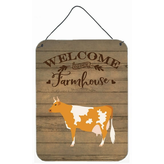 Caroline's Treasures CK6765DS1216 Guernsey Cow Welcome Wall or Door Hanging Prints, 12x16, multicolor