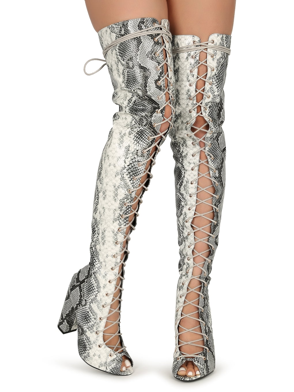 Combat Corseting Laces Peep Toe Booties