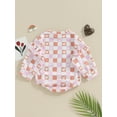 thumbnail image 4 of Bslissey Infant Baby Girls Valentine’s Day Sweet Romper Heart Plaid Print Ruffle Long Sleeve Loose Jumpsuit 3M 6M 12M 18M Newborn Spring Fall Casual Clothes Bodysuit, 4 of 9