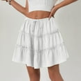 thumbnail image 4 of yillto Womens Short Skirts Elastic Waist Tiered Ruffle Hem Flowy Short Skirt Cute Boho Beach Outfits, 4 of 7