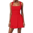 thumbnail image 2 of Women's Square Neck Sleeveless A-Line Mini Dress Ruffle Layered Skater Dress Casual Summer Dress, 2 of 8