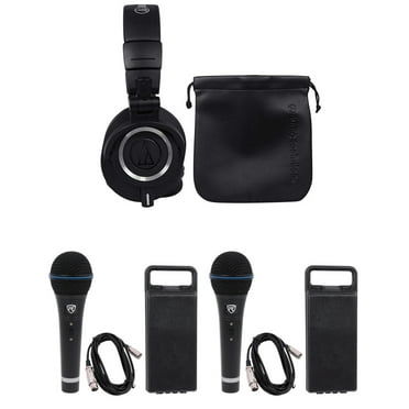 Audio Technica ATH-M50X Over Ear Studio Monitor Headphones W/ Case 2 Microphones