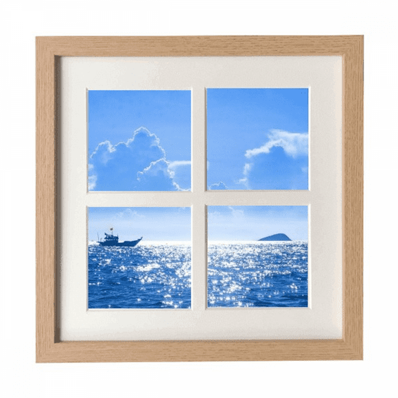 Ocean Water Sea Boat Science Nature Picture Frame Wall Tabletop Display 4 Openings Picture
