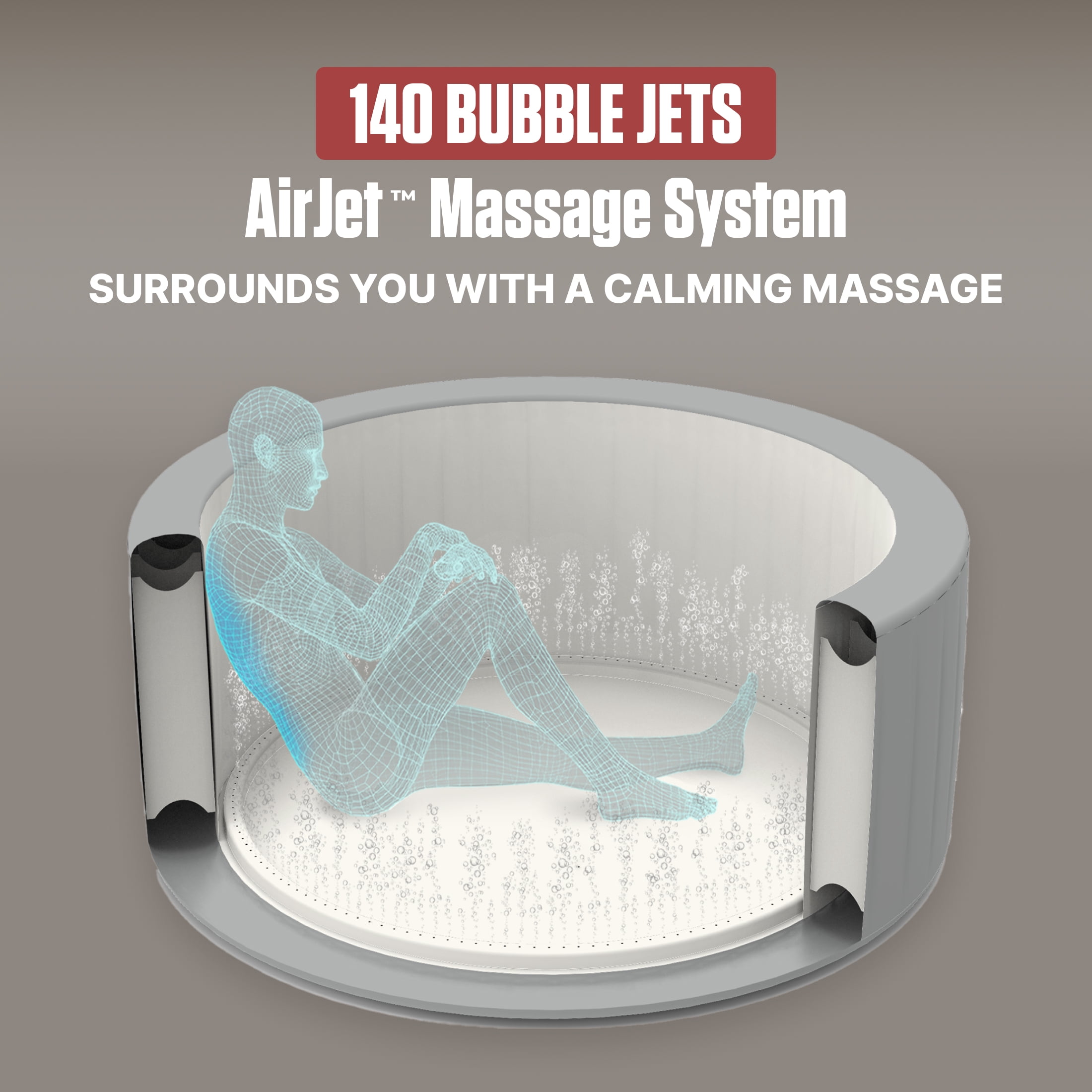 Coleman SaluSpa 4-6 Person AirJet Inflatable Hot Tub with EnergySense Cover, Grey, 77"x28"