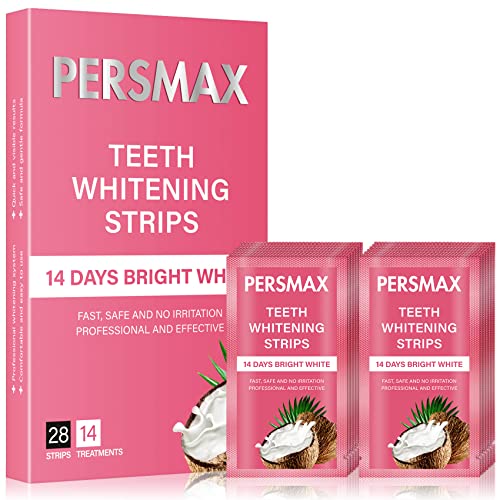 PERSMAX Teeth Whitening Strips 14 Treatments, Enamel Safe for Whiter Teeth, NonSlip Sensitivity