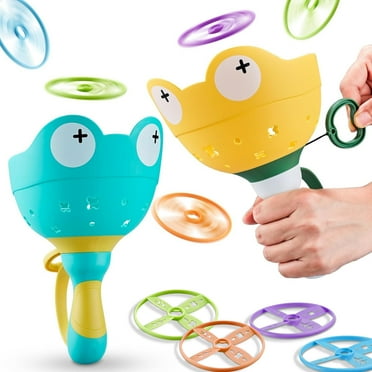 Outdoor Games Toys,Outside Family Toys for Kids 4-8,with 2 Launchers with 16 Disc