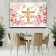 thumbnail image 3 of God Bless Baptism Pink Background Girl First Communion Baptism Background, Polyester, for Party birthday, anniversary, wedding, graduation and bachelorette party decorations, 3 of 5
