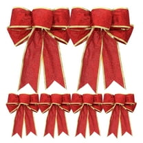 6 Pcs Bow Crafts Christmas with Bells Wreath Decorations Xmas Bows Red