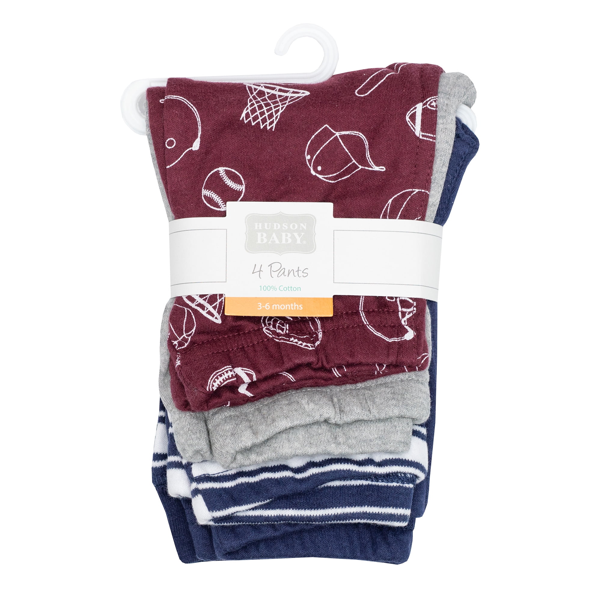 Hudson Baby Boy Cotton Pants and Leggings, Varsity Sports Stripe, 6-9 Months