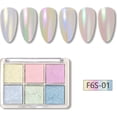 thumbnail image 1 of Six Color Aurora Powder For Nail Glitter Nail Polish Powder 4g D6l8, 1 of 8