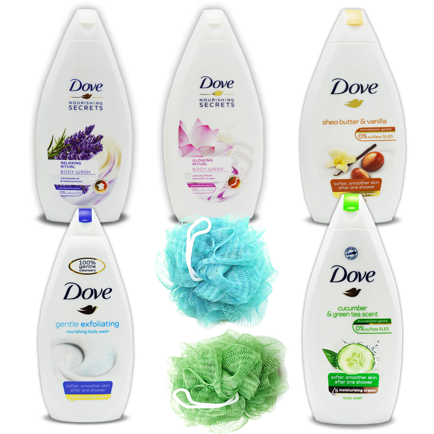 Dove Body Wash Variety Pack Cucumber And Green Tea & Shea Butter And