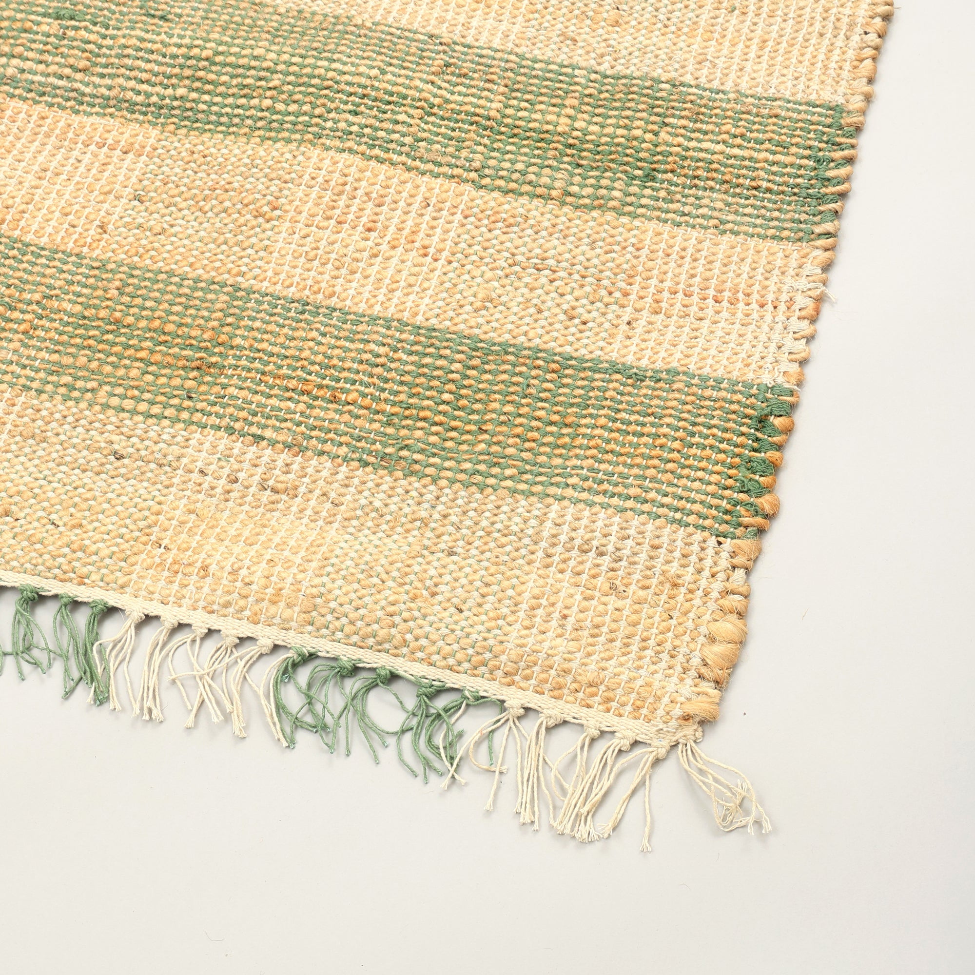 Expobazaar Artisan Hand Woven Jute & Cotton Green Plaid Rug | 5X7 ft | Eco-Friendly | Modern Home Décor | Comfortable & Stylish