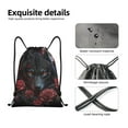 thumbnail image 6 of Ratiio Rose Full Moon Black Wolf Print Drawstring Backpack Bag Sport Gym Sackpack Heavy Duty String Backpack for Men Women, 6 of 7