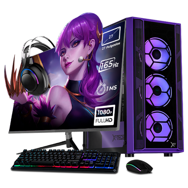 Xtreme PC Gaming Geforce RTX 5060 AMD Ryzen 7 5700 32GB SSD 1TB Monitor 27 165Hz WIFI Violet