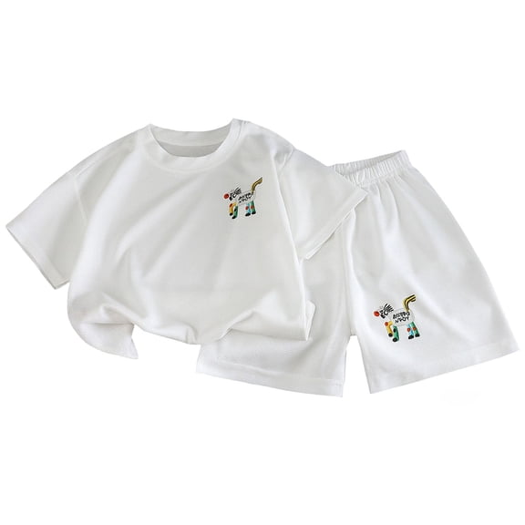 Akiihool Baby Boy Summer Clothes Toddler Kids Baby Boy Summer Clothes 2T 3T 4T 5T Vehicles Letter Print Short Sleeve Tops Camouflage Shorts Outfits(White,8-9 Years)