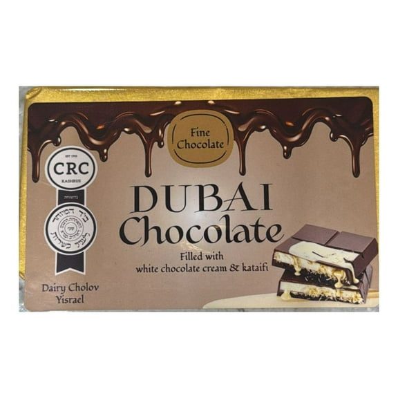 Kosher Dubai Chocolate Bar Filled with Kataifi and Pistachio (White Chocolate Cream & Kataifi)