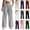 Gray, variant on Womens Trendy Wide Leg Sweatpants Pleated Drawstring Elastic Waist with Pockets Casual Lounge Green M