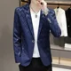 thumbnail image 2 of Blazer de un solo pecho para hombre, chaqueta de traje de negocios para hombre, abrigo de vestir, ropa a rayas, elegante, de lujo, de diseñador, sencillo, 2 of 4