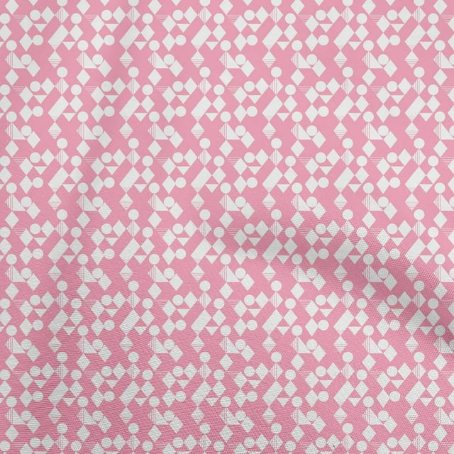 oneOone Rayon Light Pink Fabric Geometrical Sewing Material Print Fabric By The Yard 56 Inch Wide