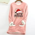 thumbnail image 2 of LMKIHUSA Chandails en Molleton pour Femmes, Imprimé de Noël, Col Rond, Chandail à Enfiler, Mode Décontractée, Hiver Chaud 2025, Tenue d'Intérieur avec Poches, Rose, m, 2 of 3
