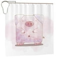 thumbnail image 2 of YFYANG Waterproof Bathroom Shower Curtain, Cute Pink Cartoon Pig Shower Curtain Set with Hooks, Home Bathroom Tub Decor - 72 "x72", Iron Hooks, 2 of 7
