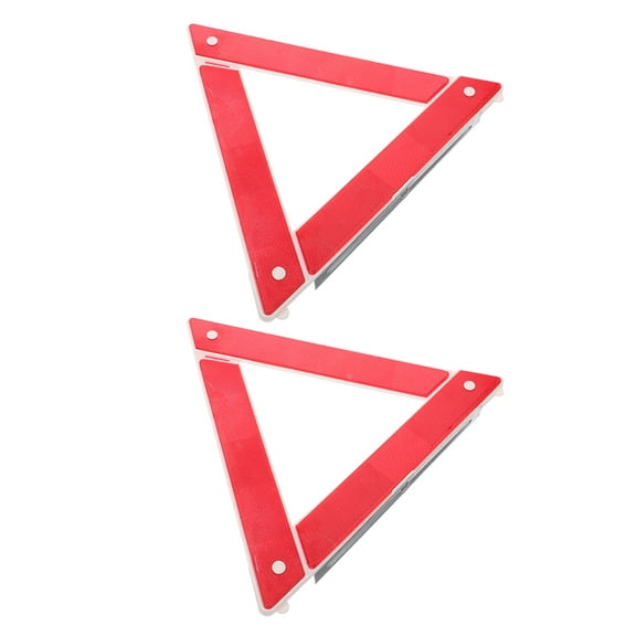 2pcs Foldable Safety Triangle Triple Warning Kit with Reflective Signs for Roadside Hazard Emergency