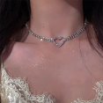 thumbnail image 5 of Gargantilla con diamantes de imitación, collares de corazón de plata, gargantillas de cristal de mariposa, cadena de tenis brillante, joyería para el cuello para mujeres y niñas, 5 of 5
