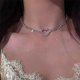 thumbnail image 5 of Gargantilla con diamantes de imitación, collares de corazón de plata, gargantillas de cristal de mariposa, cadena de tenis brillante, joyería para el cuello para mujeres y niñas, 5 of 5
