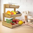 thumbnail image 5 of Acacia Wood Fruit Basket - 3-Tier Fruit Bowl for Kitchen Counter, Extra Large 16x12.5x18 in, Fruteros Para Cocina, Fruit and Vegetable Storage (3 Tier), 5 of 7