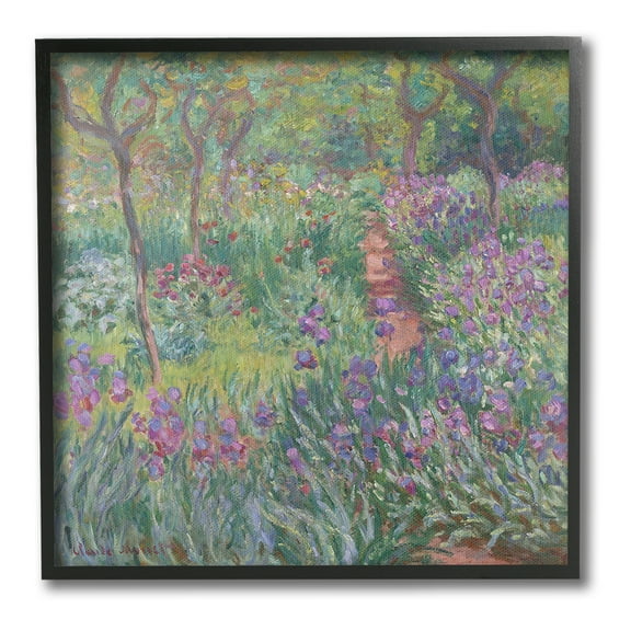 Stupell Industries Lavender Garden Path Landscape Painting Black Framed Art Print Wall Art, 12 x 12