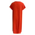 thumbnail image 4 of Women Fashion Long Dress Solid Round Neck Pocket Pleated Short Sleeve Dress Woman's Casual Dresses Causal Maxi Dresses for Women Woman Tan Dress Easter Dresses for Women plus Size Maxi Dresses for, 4 of 5
