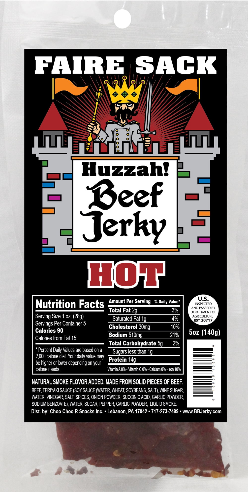 Buffalo Bills Hot 5oz Faire Sack Huzzah Beef Jerky (4 packs hot beef jerky)
