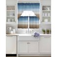 Blue Beige Brown Kitchen Curtains Set for Windows 3 Piece Cafe Curtains ...