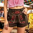 thumbnail image 5 of TEAJOPSUU Womens Oktoberfest Shorts Embroidered High Waist Side Lace Up Traditional with Pockets Shorts Brown, 5 of 5