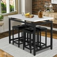 thumbnail image 2 of SYNGAR 5 Piece Dining Table Set, Modern Pub Table Set W/ 4 PU Leather Cushioned Stools, Counter Height Faux Marble Bar Table Set, 4-Person Dining Table & Stools Set, Kitchen Breakfast Table Set, D7774, 2 of 12