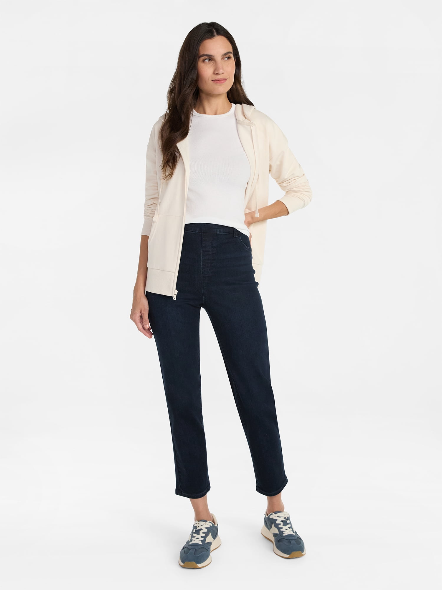 Time and Tru Women's High Rise Straight Leg Denim Jegging, 27.5" Inseam, Sizes XS-XXXL